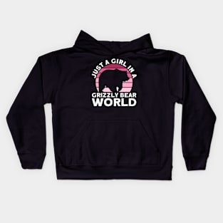 Just A Girl In A Grizzly Bear World - Grizzly Bear Kids Hoodie